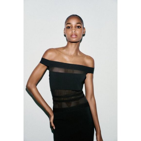 ZARA CONTRAST STRETCH DRESS - Picture 4 of 10